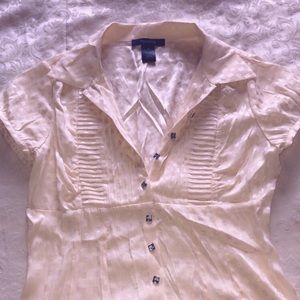 Cute Cream Silk Arden B button up Career Blouse M
